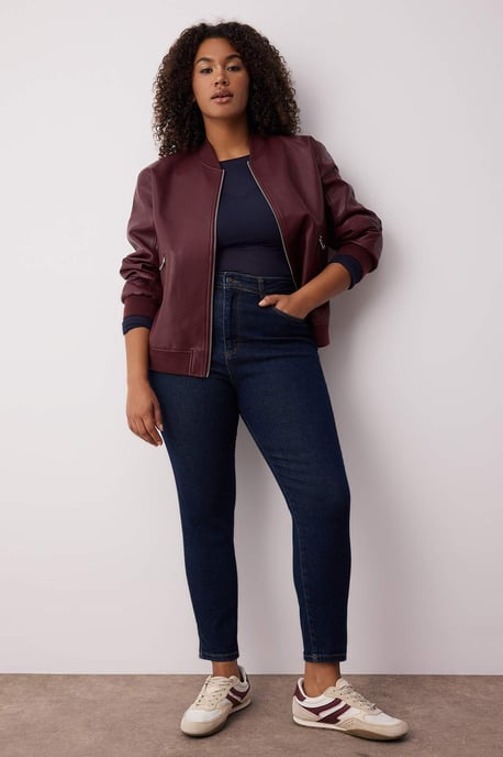 Trendyol Curve Dam Mörkblå Enfärgad Skinny Hög midja Plus size Jeans - Image 3