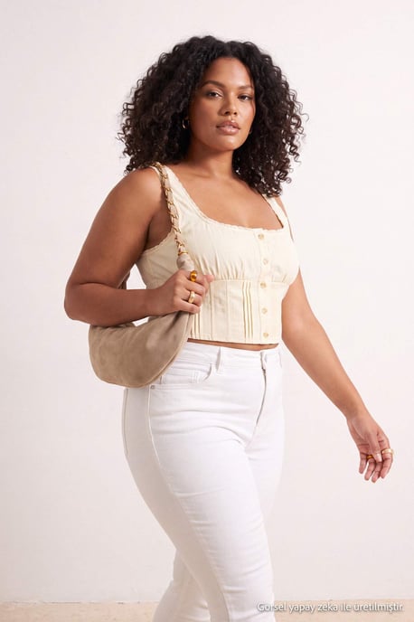 Trendyol Curve Dam Vit Enfärgad Skinny Hög midja Plus size Jeans - Image 6