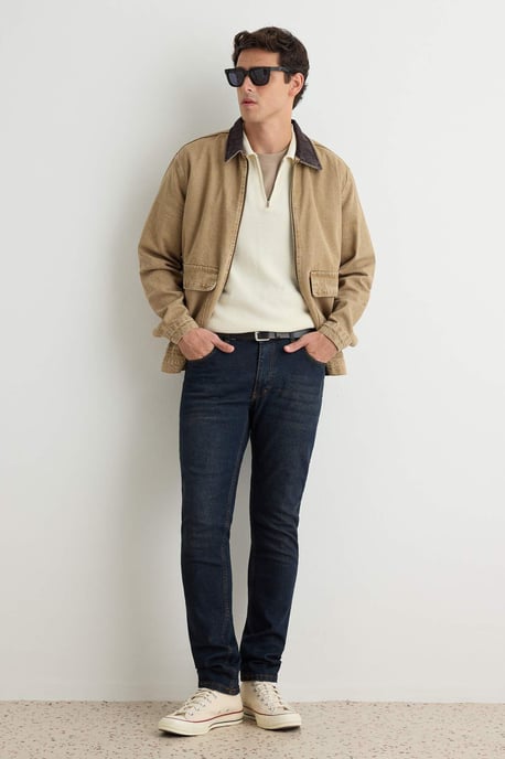 TRENDYOL MAN Herr Mörkblå Enfärgad Skinny Normal midja Jeans - Image 2