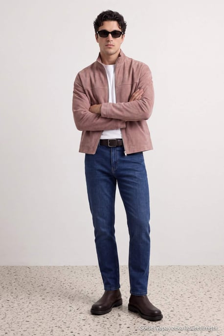 TRENDYOL MAN Herr Mörkblå Enfärgad Skinny Normal midja Jeans - Image 2