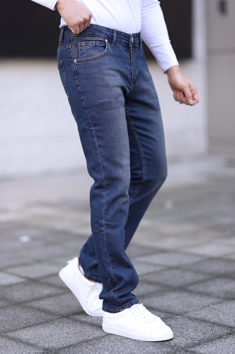 TRENDYOL MAN Herr Mörkblå Enfärgad Skinny Normal midja Jeans - Image 5