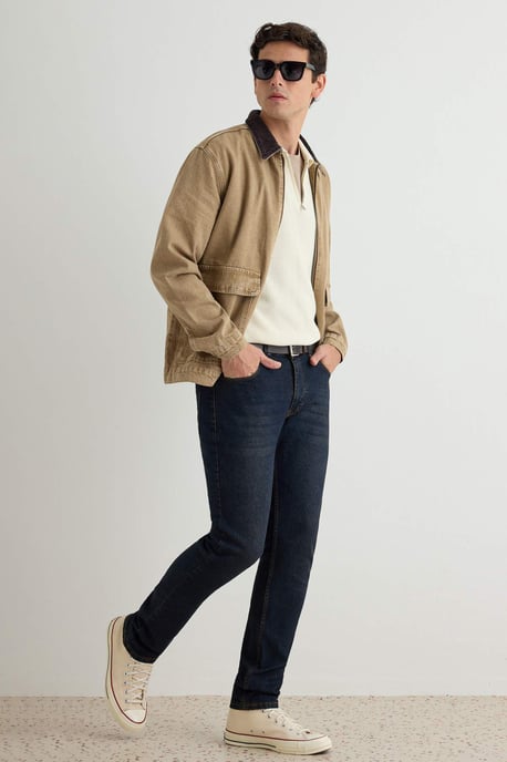 TRENDYOL MAN Herr Mörkblå Enfärgad Skinny Normal midja Jeans - Image 6
