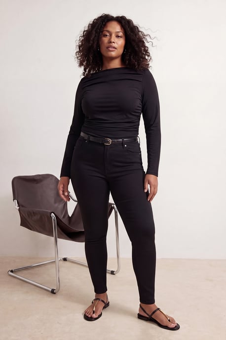 Trendyol Curve Dam Svart Enfärgad Skinny Hög midja Plus size Jeans - Image 6