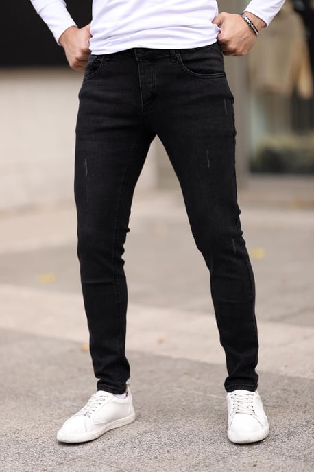 TRENDYOL MAN Herr Svart Enfärgad Skinny Normal midja Jeans - Image 6