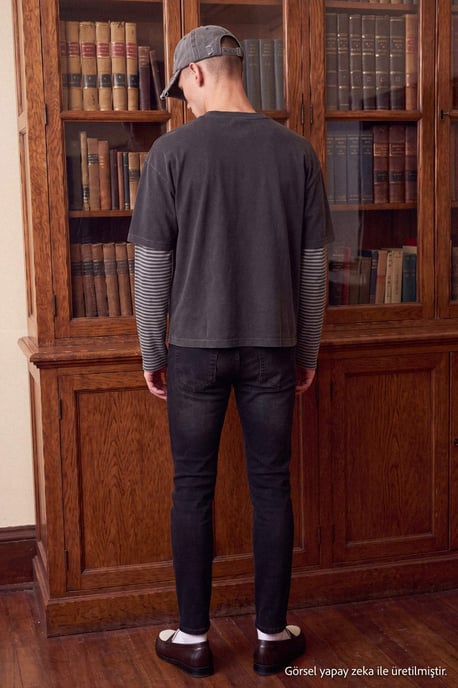 TRENDYOL MAN Herr Svart Enfärgad Skinny Normal midja Jeans - Image 2
