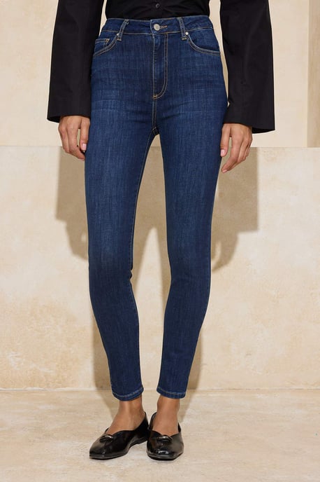 TRENDYOLMİLLA Women's Blue Plain Skinny High Waist Jeans - Image 2