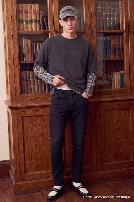 TRENDYOL MAN Herr Svart Enfärgad Skinny Normal midja Jeans - Image 3