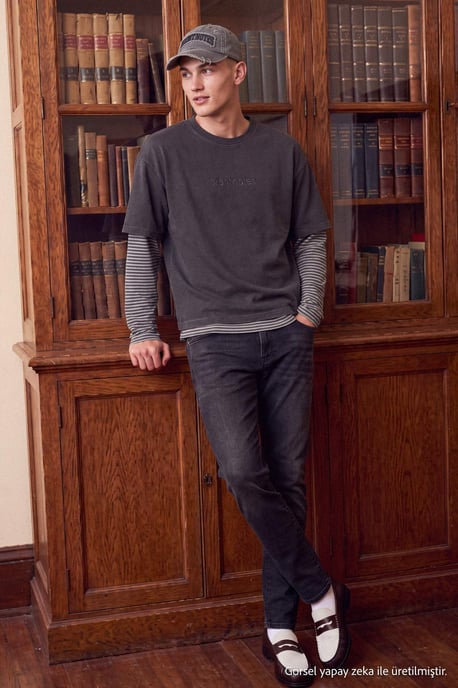 TRENDYOL MAN Herr Svart Enfärgad Skinny Normal midja Jeans - Image 4