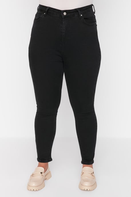 Trendyol Curve Dam Svart Enfärgad Skinny Hög midja Plus size Jeans - Image 2