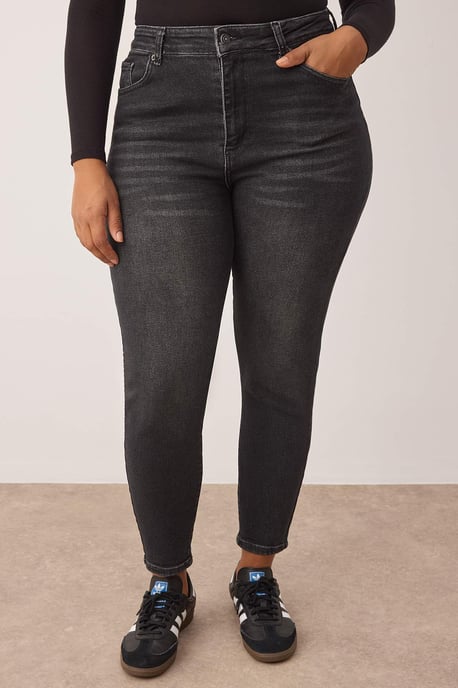 Trendyol Curve Dam Grå Enfärgad Skinny Hög midja Plus size Jeans - Image 2