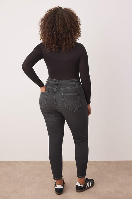Trendyol Curve Dam Grå Enfärgad Skinny Hög midja Plus size Jeans - Image 3