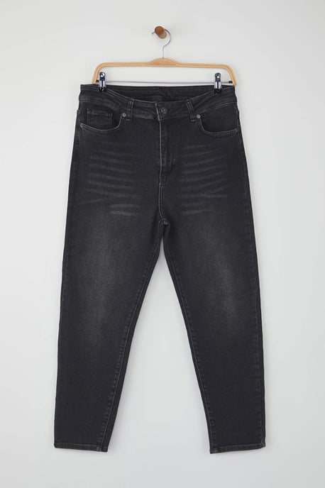 Trendyol Curve Dam Grå Enfärgad Skinny Hög midja Plus size Jeans - Image 4