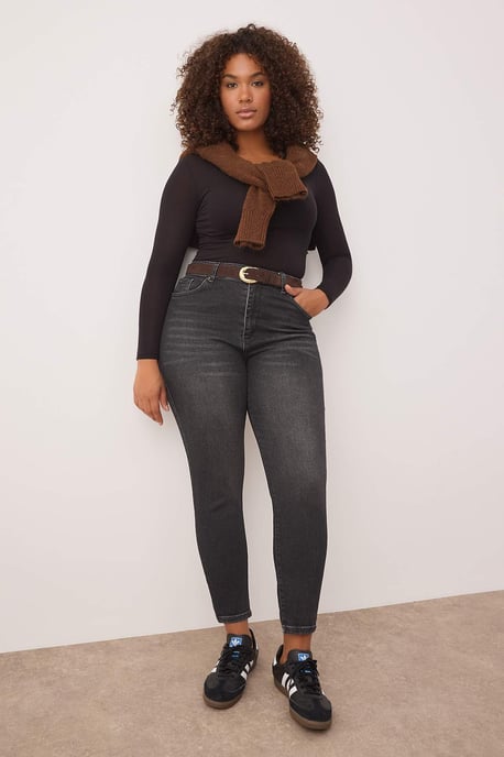 Trendyol Curve Dam Grå Enfärgad Skinny Hög midja Plus size Jeans - Image 6