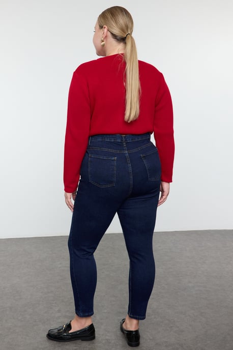 Trendyol Curve Dam Blå Enfärgad Skinny Hög midja Plus size Jeans - Image 5