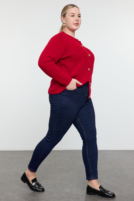 Trendyol Curve Dam Blå Enfärgad Skinny Hög midja Plus size Jeans - Image 6