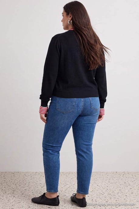 Trendyol Curve Dam Blå Enfärgad Skinny Hög midja Plus size Jeans - Image 3