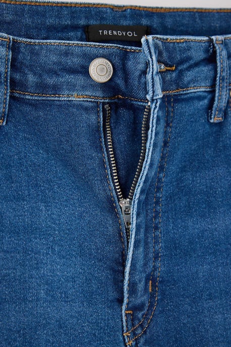 Trendyol Curve Dam Blå Enfärgad Skinny Hög midja Plus size Jeans - Image 5