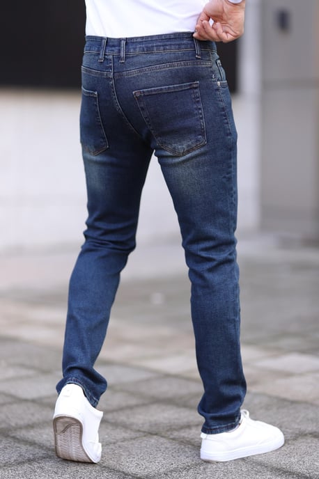 TRENDYOL MAN Herr Mörkblå Enfärgad Skinny Normal midja Jeans - Image 5