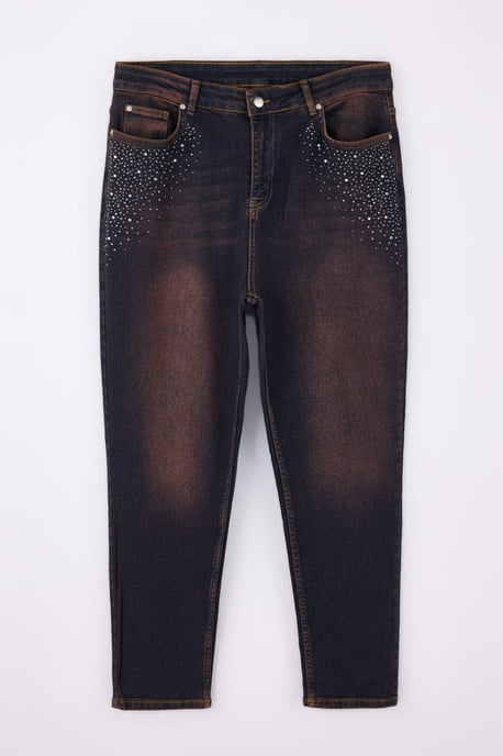 Trendyol Curve Dam Brun Enfärgad Skinny Hög midja Plus size Jeans - Image 4