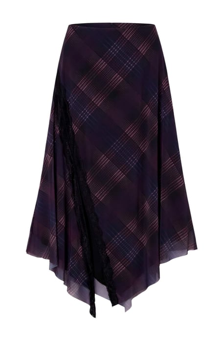 TRENDYOLMİLLA Dam Svart Rutig Midi Asymmetrisk Asymmetrisk Kjolar - Image 1