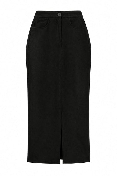 TRENDYOLMİLLA Dames Zwart Effen Midi Kokerrok- rok Rokken - Image 1
