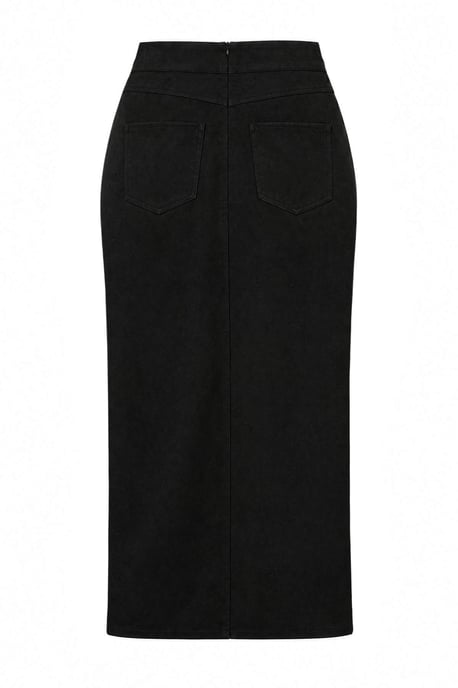 TRENDYOLMİLLA Dames Zwart Effen Midi Kokerrok- rok Rokken - Image 3
