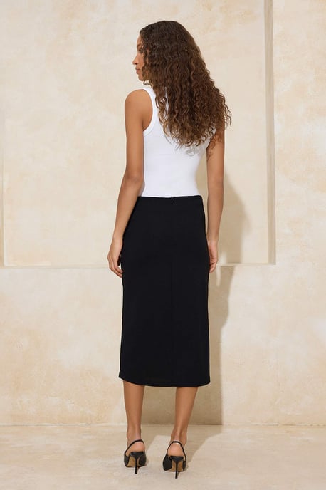 TRENDYOLMİLLA Dames Zwart Effen Midi Kokerrok- rok Rokken - Image 3