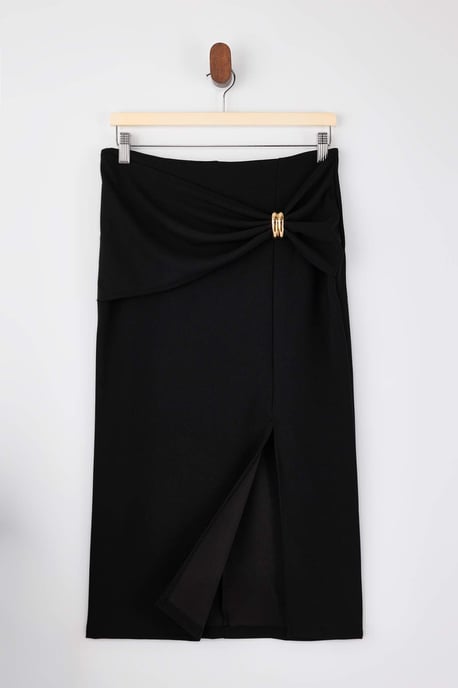 TRENDYOLMİLLA Dames Zwart Effen Midi Kokerrok- rok Rokken - Image 4