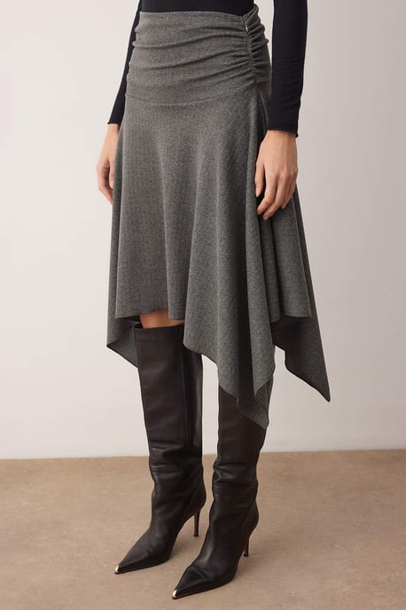 TRENDYOLMİLLA Women's Gray Plain Midi Asymmetric Skirts - Image 2