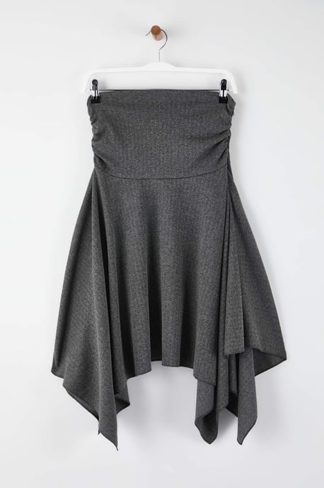 TRENDYOLMİLLA Women's Gray Plain Midi Asymmetric Skirts - Image 5