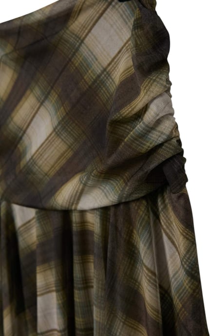 TRENDYOLMİLLA Dam Khaki Rutig Midi Asymmetrisk Skater Kjolar - Image 3