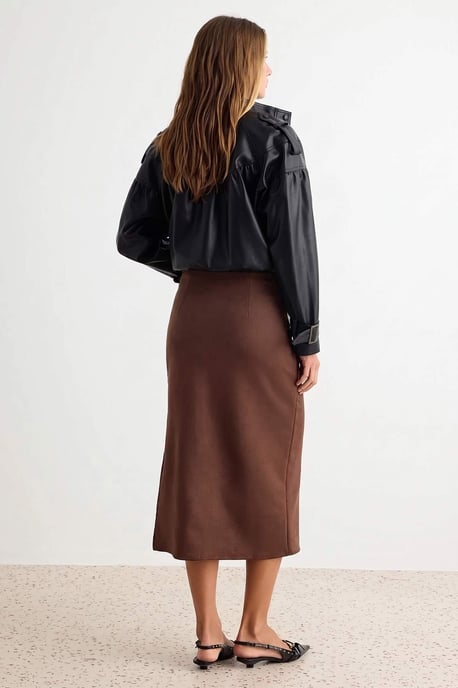 TRENDYOLMİLLA Women's Brown Plain Midi Pencil skirt Skirts - Image 4