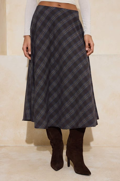 TRENDYOLMİLLA Women's Multicolor Plaid Midi A-line Skirts - Image 2