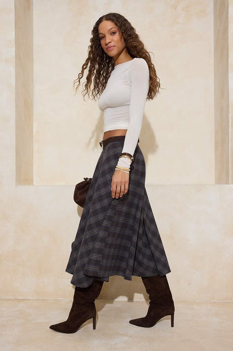TRENDYOLMİLLA Women's Multicolor Plaid Midi A-line Skirts - Image 6