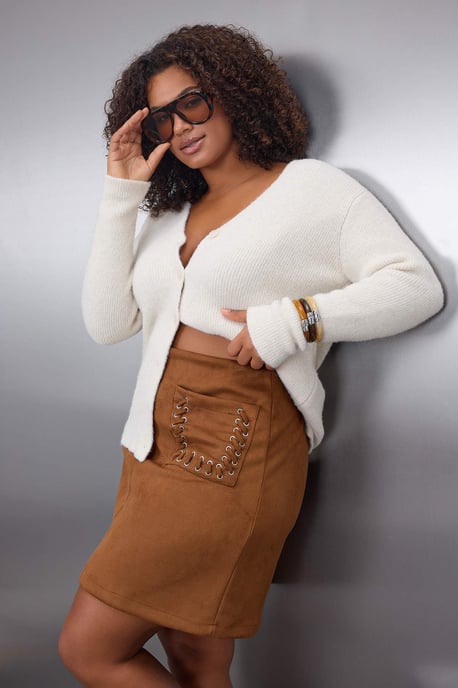 Trendyol Curve Dam Brun Enfärgad Kort / Mini Plus size Kjolar - Image 4