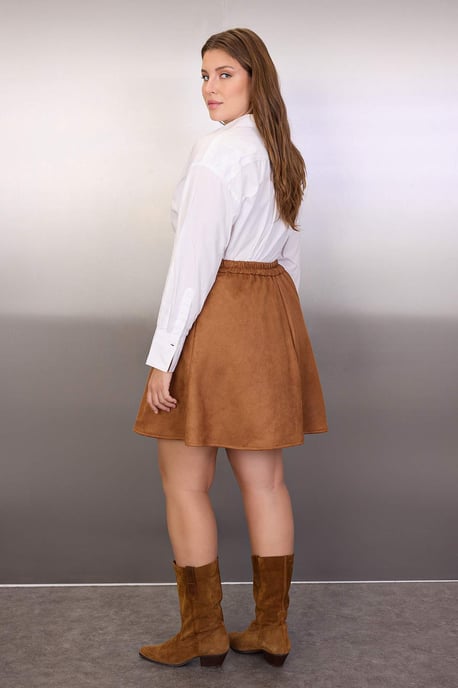 Trendyol Curve Dam Brun Enfärgad Kort / Mini Plus size Kjolar - Image 3