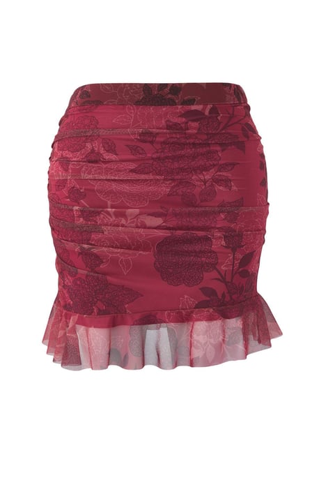 Trendyol Curve Dam Vinröd Blommig Kort / Mini Plus size Kjolar - Image 4