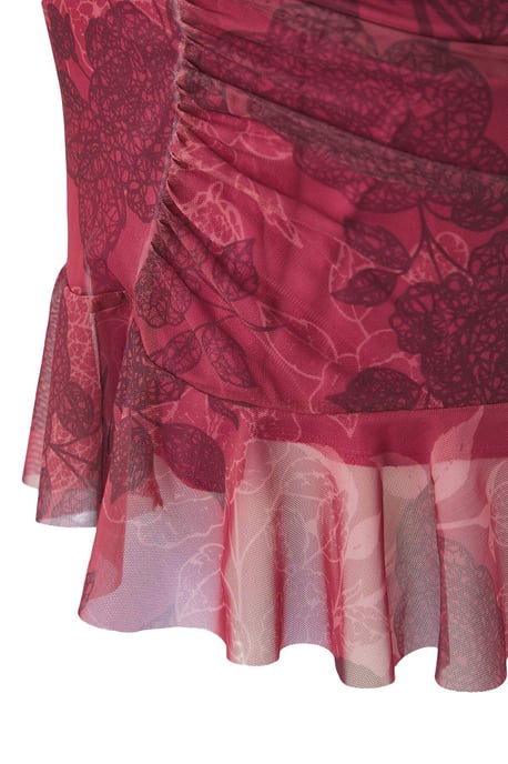 Trendyol Curve Dam Vinröd Blommig Kort / Mini Plus size Kjolar - Image 5
