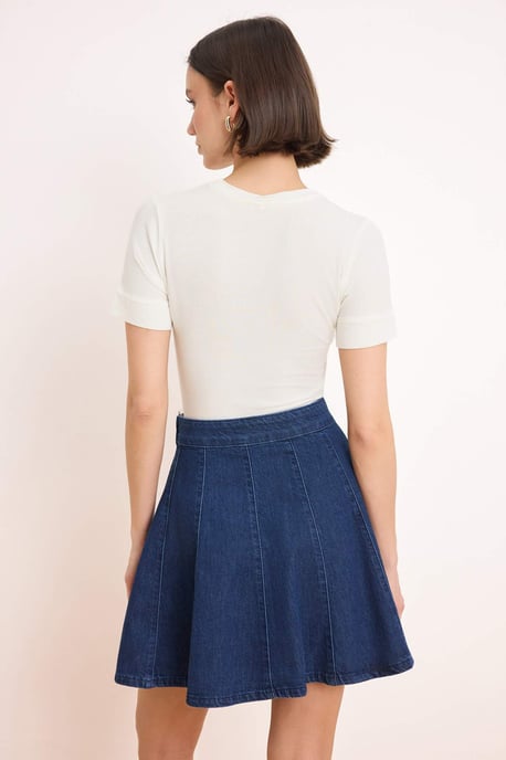 TRENDYOLMİLLA Dames Donkerblauw Effen Kort / Mini Skater Rokken - Image 3