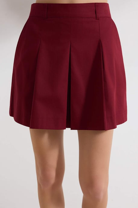 TRENDYOLMİLLA Dames Bordeaux Effen Kort / Mini A-lijn Rokken - Image 5