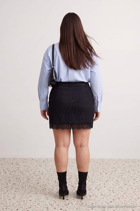 Trendyol Curve Dam Mörkblå Enfärgad Kort / Mini Plus size Kjolar - Image 2