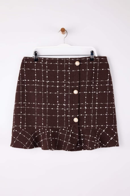Trendyol Curve Dam Brun Randig Kort / Mini Plus size Kjolar - Image 2