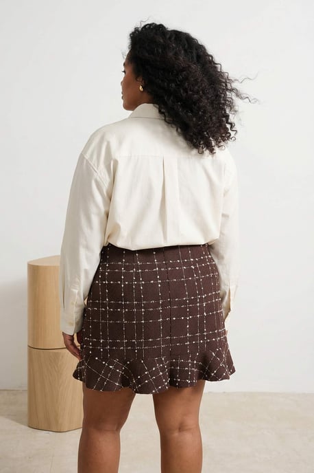 Trendyol Curve Dam Brun Randig Kort / Mini Plus size Kjolar - Image 5