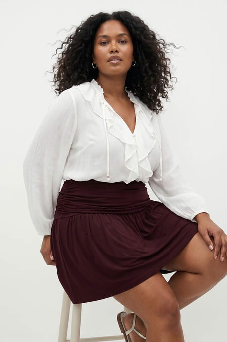 Trendyol Curve Dam Brun Enfärgad Kort / Mini Skater Plus size Kjolar - Image 1