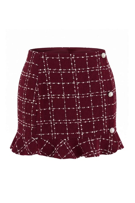 Trendyol Curve Dam Vinröd Randig Kort / Mini Plus size Kjolar - Image 4