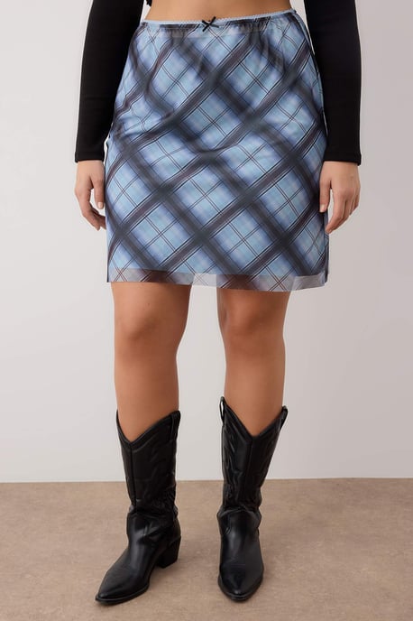 Trendyol Curve Dam Blå Grafiskt Kort / Mini Plus size Kjolar - Image 2