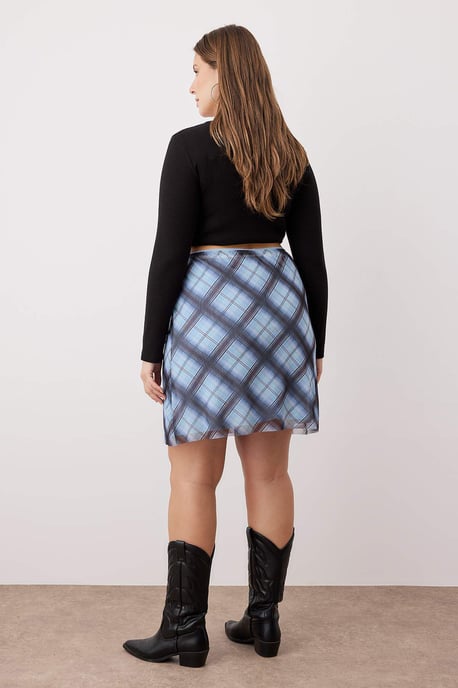 Trendyol Curve Dam Blå Grafiskt Kort / Mini Plus size Kjolar - Image 3
