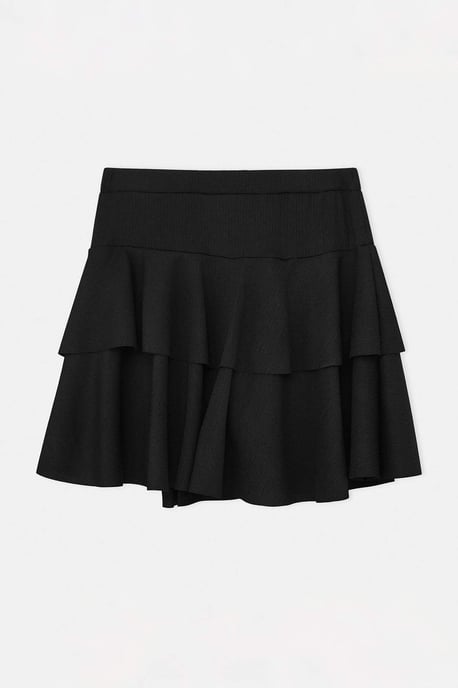 Trendyol Curve Dam Svart Enfärgad Kort / Mini Skater Plus size Kjolar - Image 4