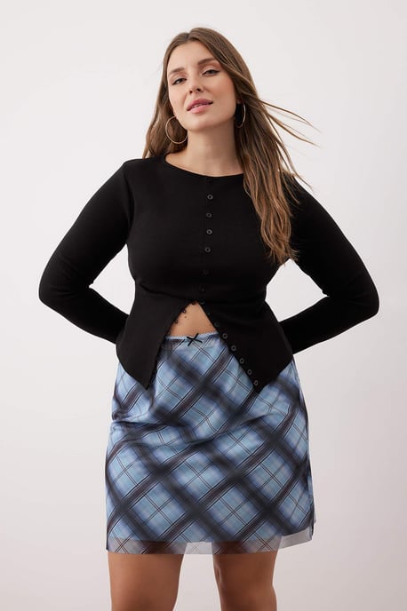 Trendyol Curve Dam Blå Grafiskt Kort / Mini Plus size Kjolar - Image 6
