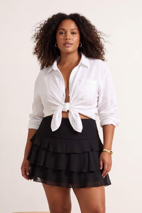 Trendyol Curve Dam Svart Blommig Kort / Mini Plus size Kjolar - Image 2